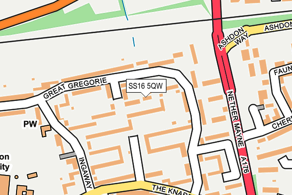 SS16 5QW map - OS OpenMap – Local (Ordnance Survey)