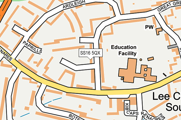 SS16 5QX map - OS OpenMap – Local (Ordnance Survey)