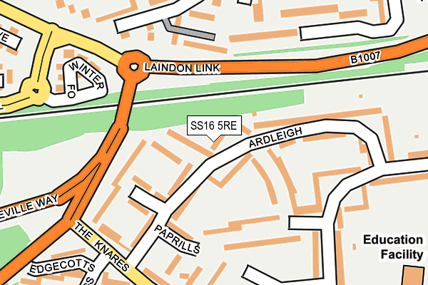 SS16 5RE map - OS OpenMap – Local (Ordnance Survey)