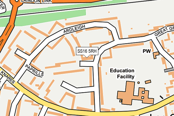 SS16 5RH map - OS OpenMap – Local (Ordnance Survey)