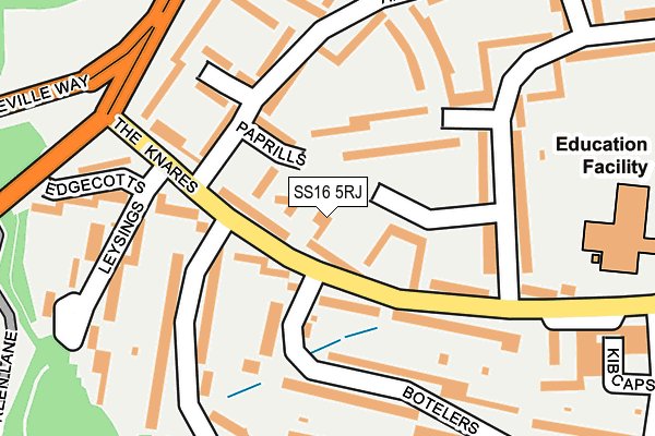 SS16 5RJ map - OS OpenMap – Local (Ordnance Survey)