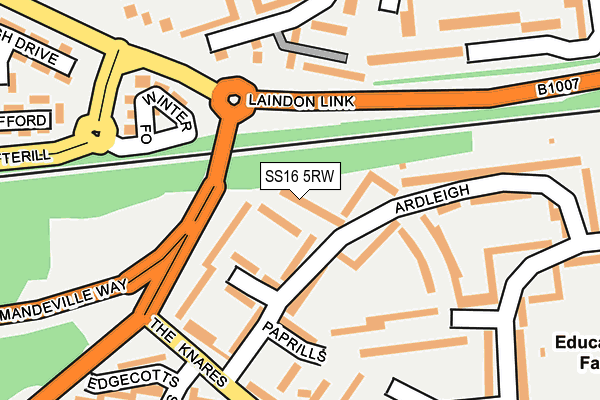 SS16 5RW map - OS OpenMap – Local (Ordnance Survey)