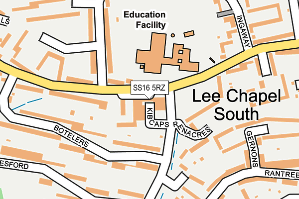 SS16 5RZ map - OS OpenMap – Local (Ordnance Survey)