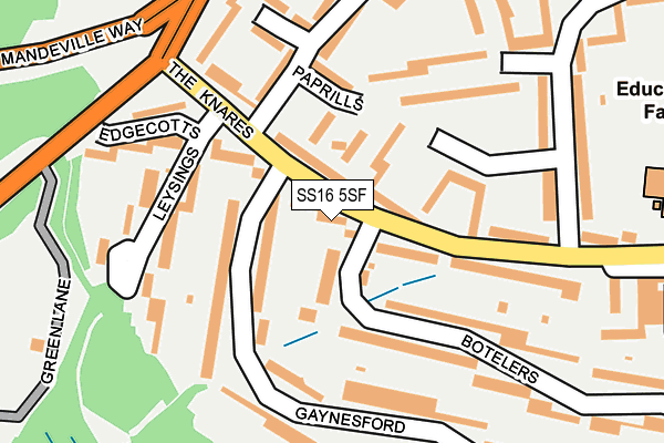 SS16 5SF map - OS OpenMap – Local (Ordnance Survey)