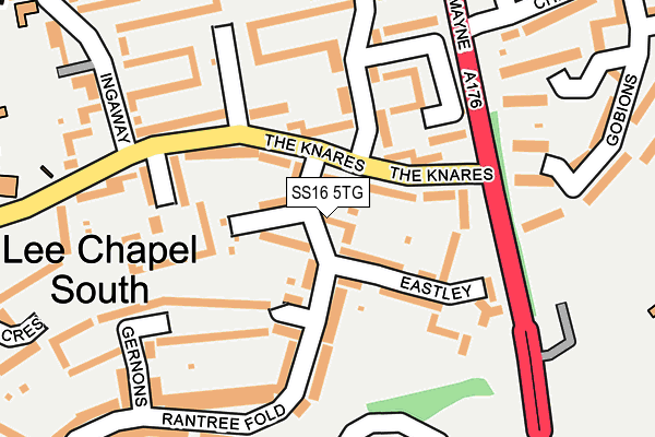 SS16 5TG map - OS OpenMap – Local (Ordnance Survey)