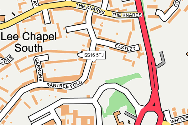 SS16 5TJ map - OS OpenMap – Local (Ordnance Survey)