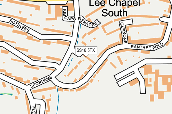 SS16 5TX map - OS OpenMap – Local (Ordnance Survey)