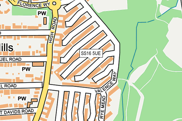 SS16 5UE map - OS OpenMap – Local (Ordnance Survey)