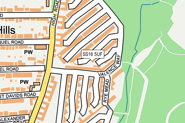SS16 5UF map - OS OpenMap – Local (Ordnance Survey)