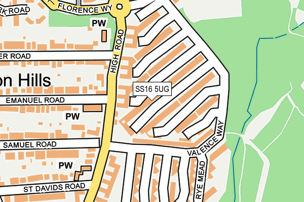 SS16 5UG map - OS OpenMap – Local (Ordnance Survey)