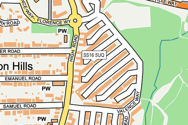 SS16 5UQ map - OS OpenMap – Local (Ordnance Survey)