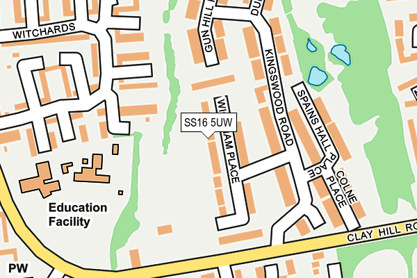 SS16 5UW map - OS OpenMap – Local (Ordnance Survey)