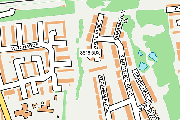 SS16 5UX map - OS OpenMap – Local (Ordnance Survey)