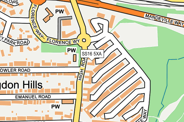 SS16 5XA map - OS OpenMap – Local (Ordnance Survey)