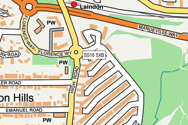 SS16 5XB map - OS OpenMap – Local (Ordnance Survey)