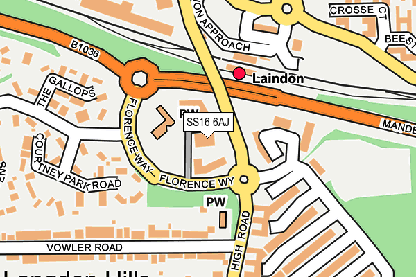 SS16 6AJ map - OS OpenMap – Local (Ordnance Survey)