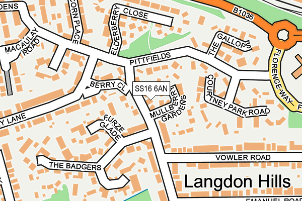 SS16 6AN map - OS OpenMap – Local (Ordnance Survey)