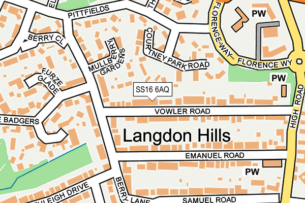 SS16 6AQ map - OS OpenMap – Local (Ordnance Survey)