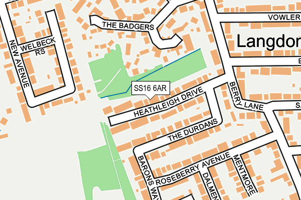 SS16 6AR map - OS OpenMap – Local (Ordnance Survey)