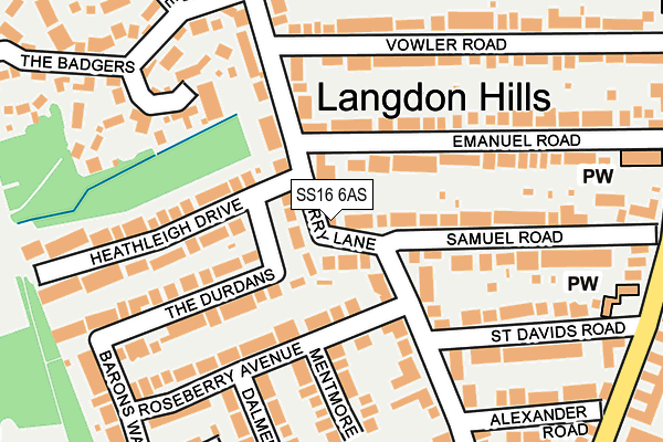 SS16 6AS map - OS OpenMap – Local (Ordnance Survey)