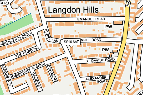 SS16 6AT map - OS OpenMap – Local (Ordnance Survey)