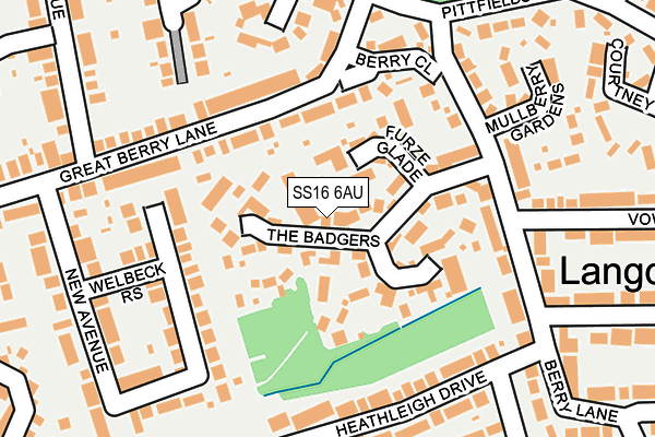 SS16 6AU map - OS OpenMap – Local (Ordnance Survey)