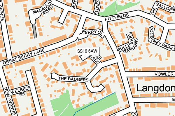 SS16 6AW map - OS OpenMap – Local (Ordnance Survey)