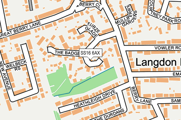 SS16 6AX map - OS OpenMap – Local (Ordnance Survey)