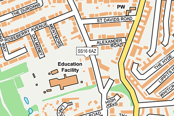 SS16 6AZ map - OS OpenMap – Local (Ordnance Survey)