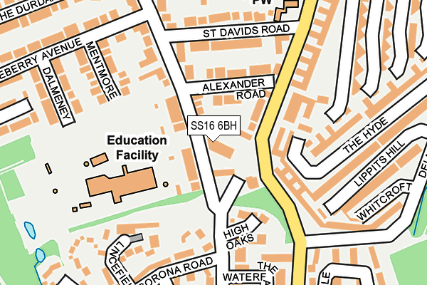 SS16 6BH map - OS OpenMap – Local (Ordnance Survey)