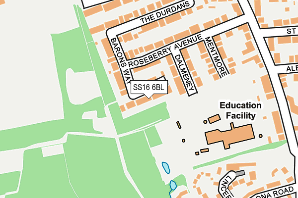 SS16 6BL map - OS OpenMap – Local (Ordnance Survey)
