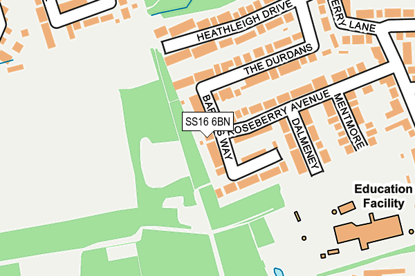 SS16 6BN map - OS OpenMap – Local (Ordnance Survey)