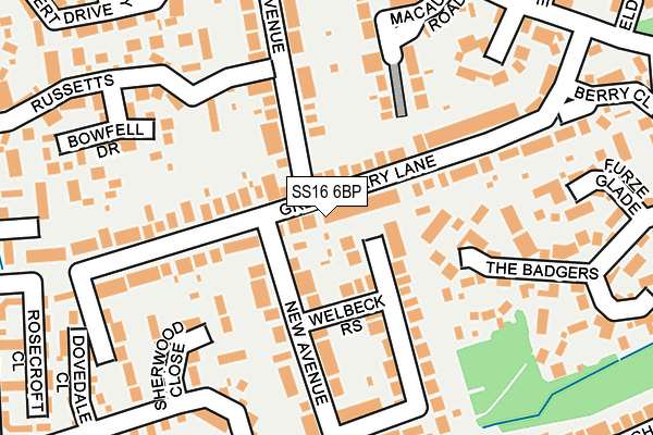 SS16 6BP map - OS OpenMap – Local (Ordnance Survey)