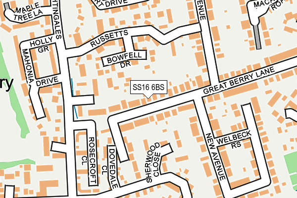 SS16 6BS map - OS OpenMap – Local (Ordnance Survey)