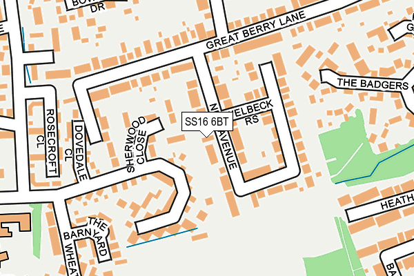 SS16 6BT map - OS OpenMap – Local (Ordnance Survey)