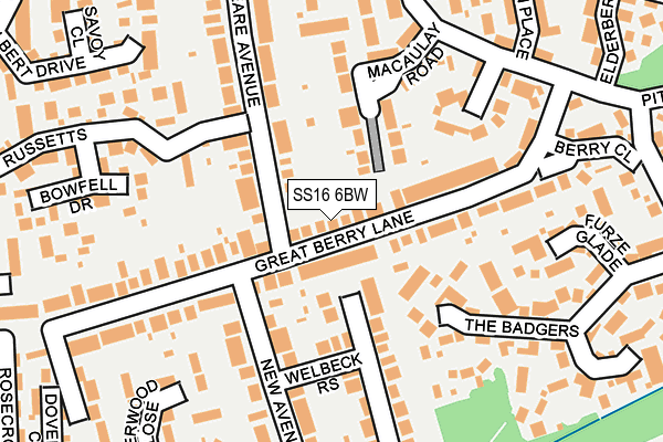 SS16 6BW map - OS OpenMap – Local (Ordnance Survey)