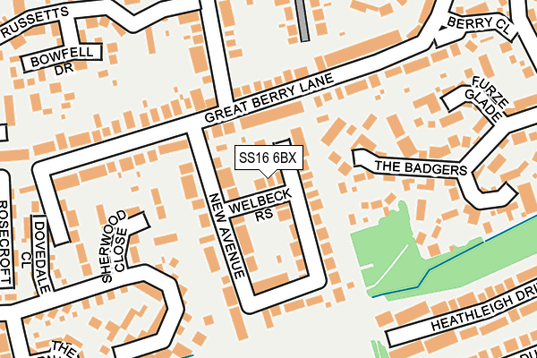 SS16 6BX map - OS OpenMap – Local (Ordnance Survey)