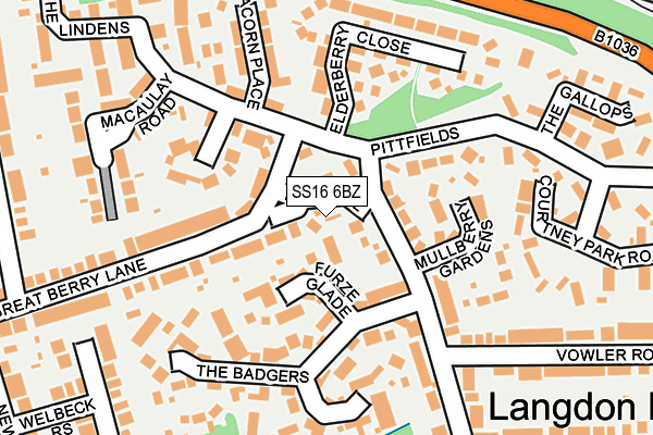 SS16 6BZ map - OS OpenMap – Local (Ordnance Survey)