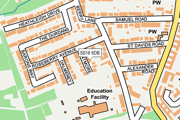 SS16 6DB map - OS OpenMap – Local (Ordnance Survey)