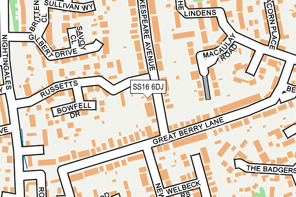 SS16 6DJ map - OS OpenMap – Local (Ordnance Survey)