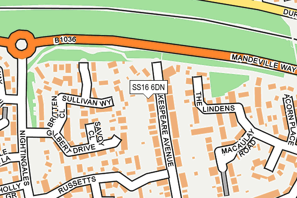 SS16 6DN map - OS OpenMap – Local (Ordnance Survey)