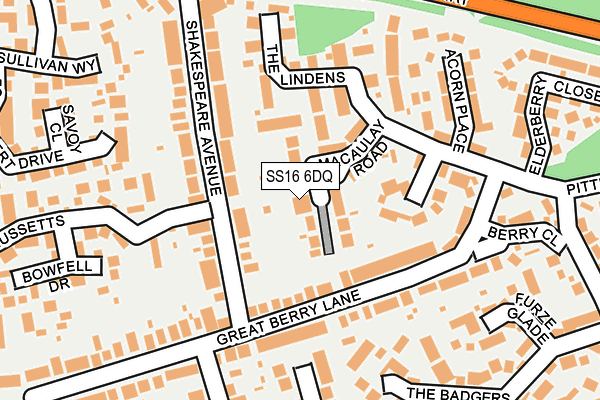 SS16 6DQ map - OS OpenMap – Local (Ordnance Survey)