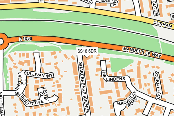 SS16 6DR map - OS OpenMap – Local (Ordnance Survey)