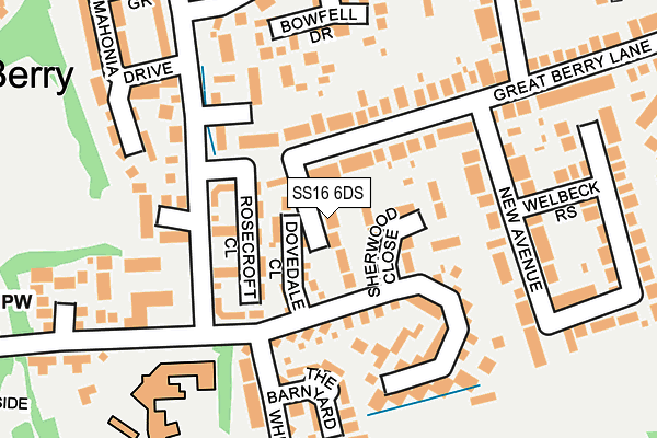 SS16 6DS map - OS OpenMap – Local (Ordnance Survey)