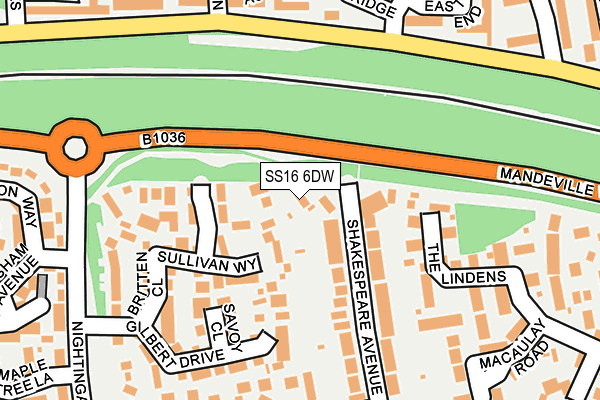 SS16 6DW map - OS OpenMap – Local (Ordnance Survey)