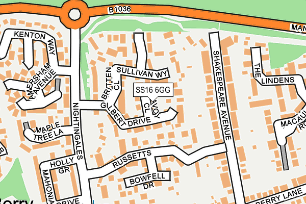 SS16 6GG map - OS OpenMap – Local (Ordnance Survey)