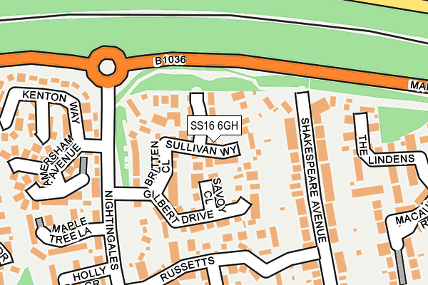 SS16 6GH map - OS OpenMap – Local (Ordnance Survey)