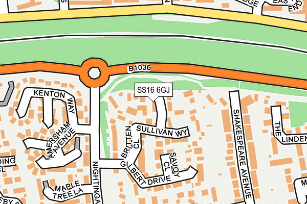 SS16 6GJ map - OS OpenMap – Local (Ordnance Survey)