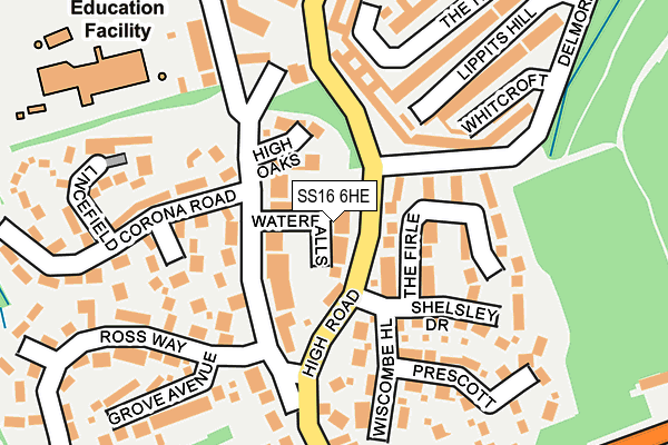 SS16 6HE map - OS OpenMap – Local (Ordnance Survey)