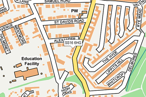 SS16 6HG map - OS OpenMap – Local (Ordnance Survey)